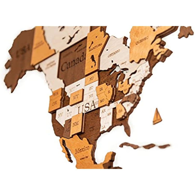 Woodvio 3D Wooden World Map, Decorative Wall Art for Home and Office Décor - size Large (160x85cm)