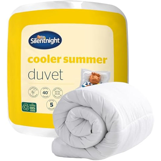 Silentnight Cooler Summer King Size Duvet 4.5 Tog – Lightweight Hypoallergenic and Machine Washable Summer Duvet Quilt – King Size Package may vary, White