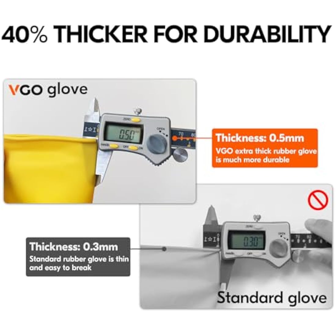 Vgo... Reusable Household Gloves, Dishwashing gloves, Extra Thick, Long Sleeves, Kitchen Cleaning/Painting/Gardening/Pet Care