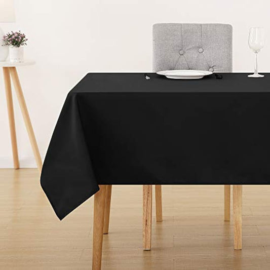 Deconovo Home Decorative Oxford Wipeable Tablecloth Rectangle Water Resistant Tablecloth for Party Table 130x160cm(51x63in) Black