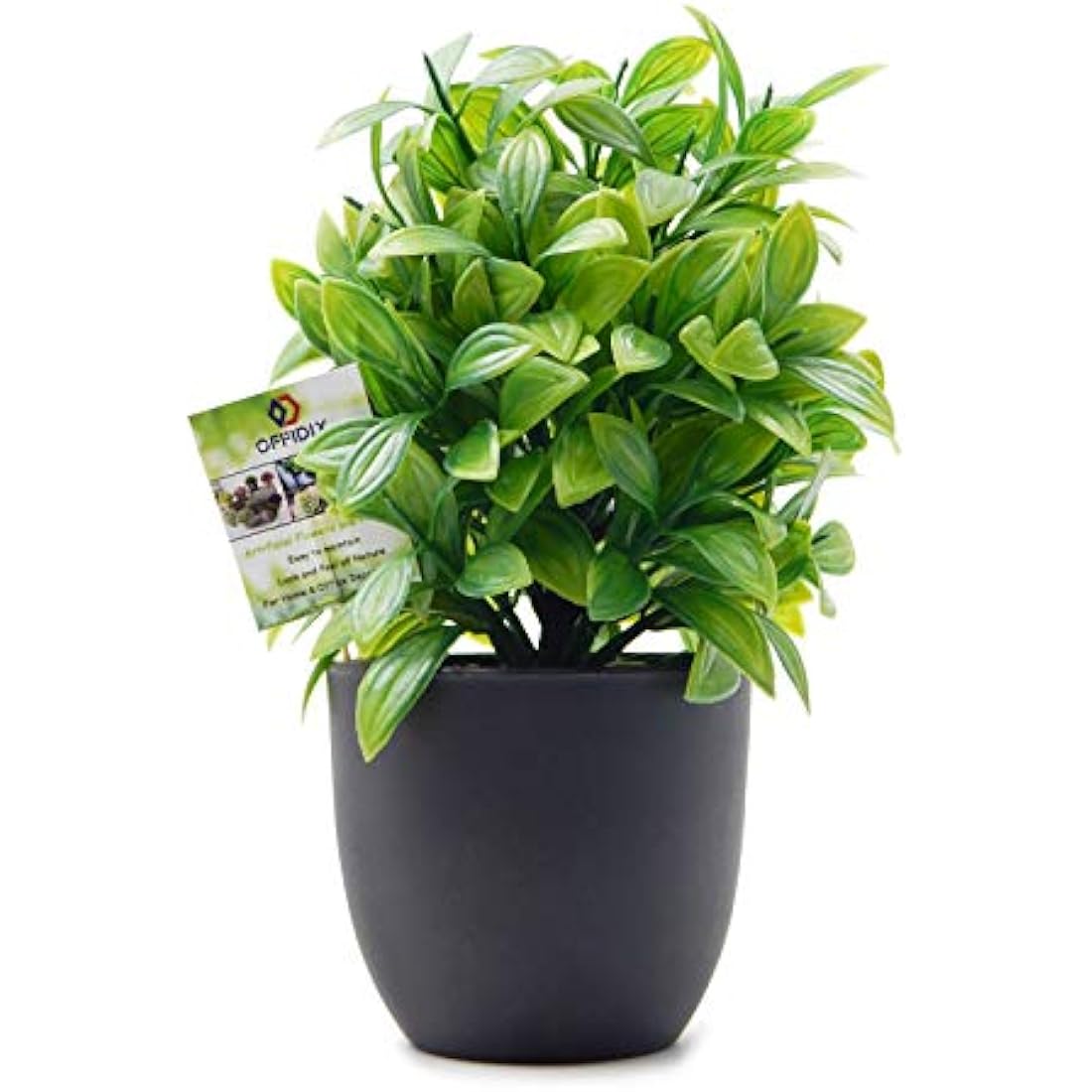 OFFIDIX Mini Plastic Eucalyptus Artificial Plants with Vase for Office desk, home and friends’ gift Fake Plant with Plastic Pots for Home Decoration (Green)