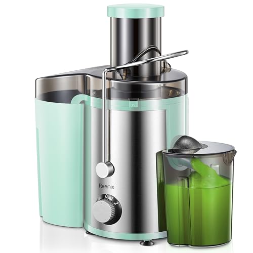 Juicer, Reemix Centrifugal Juicer Machines Whole Fruit and Vegetable, 3-inch Wide Mouth Juicer Extractor with 2 Speeds, Brush Included Easy to Clean