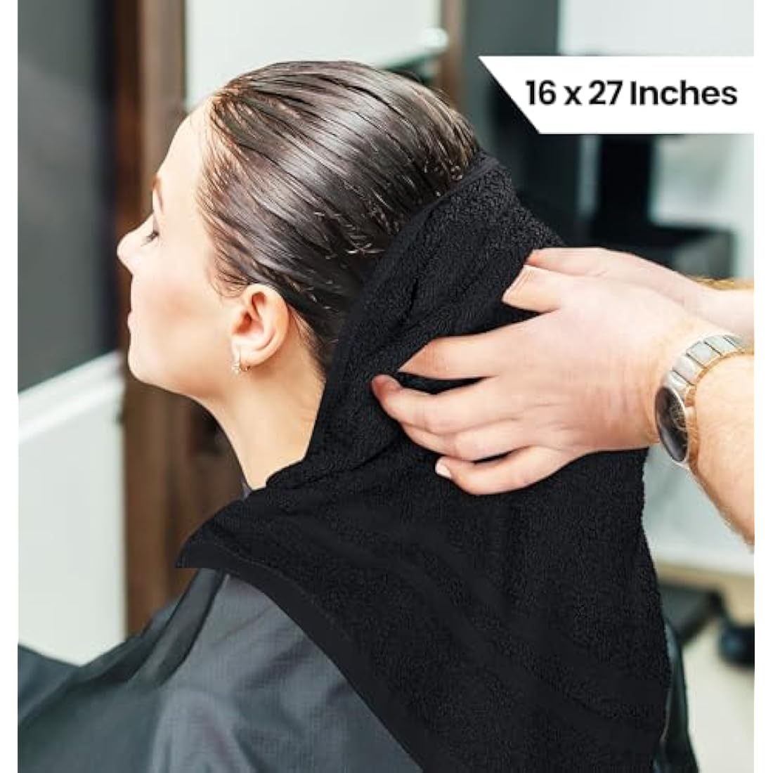 Utopia Towels - Cotton Bleach Proof Salon Towel (16x27 inches) - Bleach Safe Gym 100% Cotton Hand Towel (24 Pack, Black)