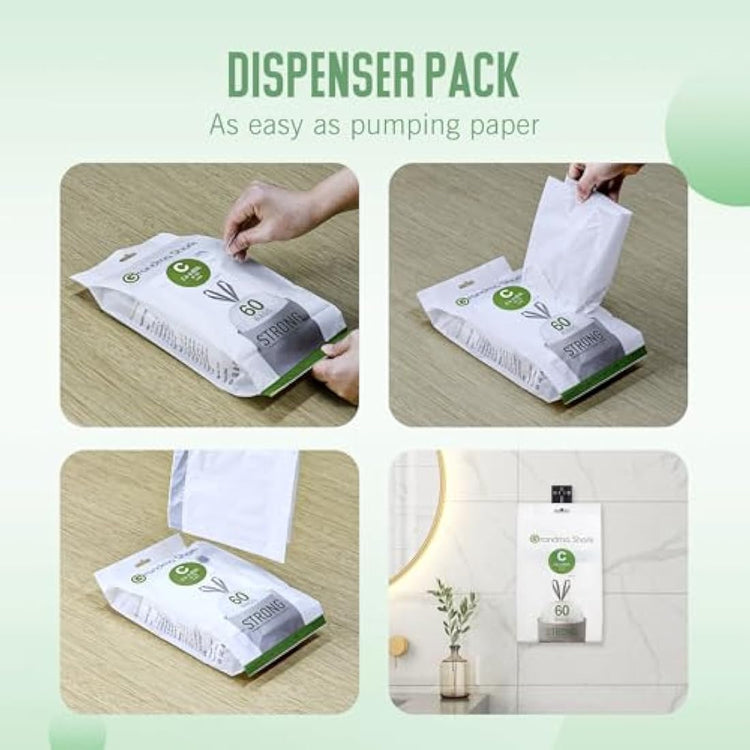 GRANDMA SHARK 10L - 15L Bin Bags Liners Drawstring Trash Bag, Handle Waste Bags, 60 Garbage Bag, Super Strong, Anti-drip Unscented, 47 × 54 cm