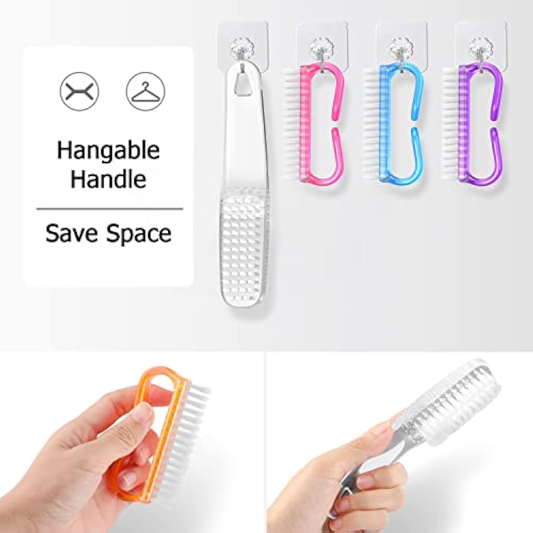 Larbois Nail Brush - Cleaning Brush for Fingernails and Toenails, Handle Grip (5 Pack)
