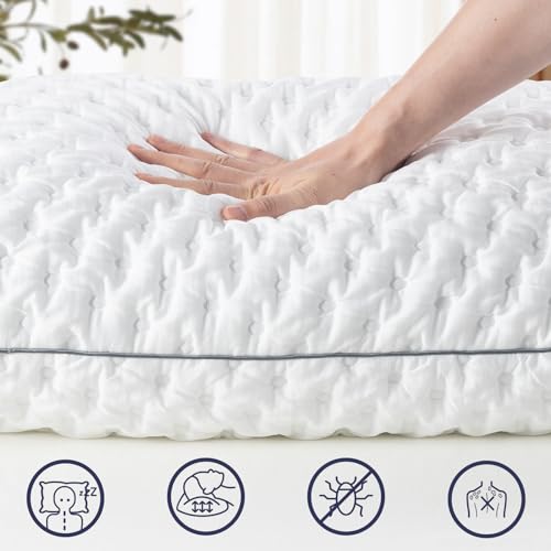 BedStory Pillows Pack of 2 - Shredded Memory Foam Pillow for Neck and Shoulder Pain Relief, Hypoallergenic and Cooling Bed Pillow - 50x75 cm, 1 Pair