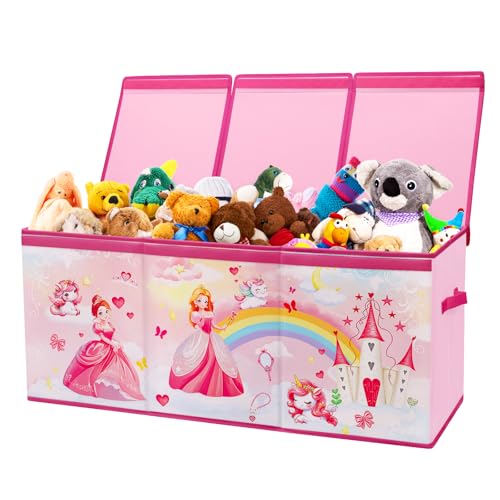 Decalsweet Princess Extra Large Kids Toy Storage Box with Lid,Foldable Oxford Toy Storage Organizer Box for Girls-963240cm-Lightweight Toy Chest