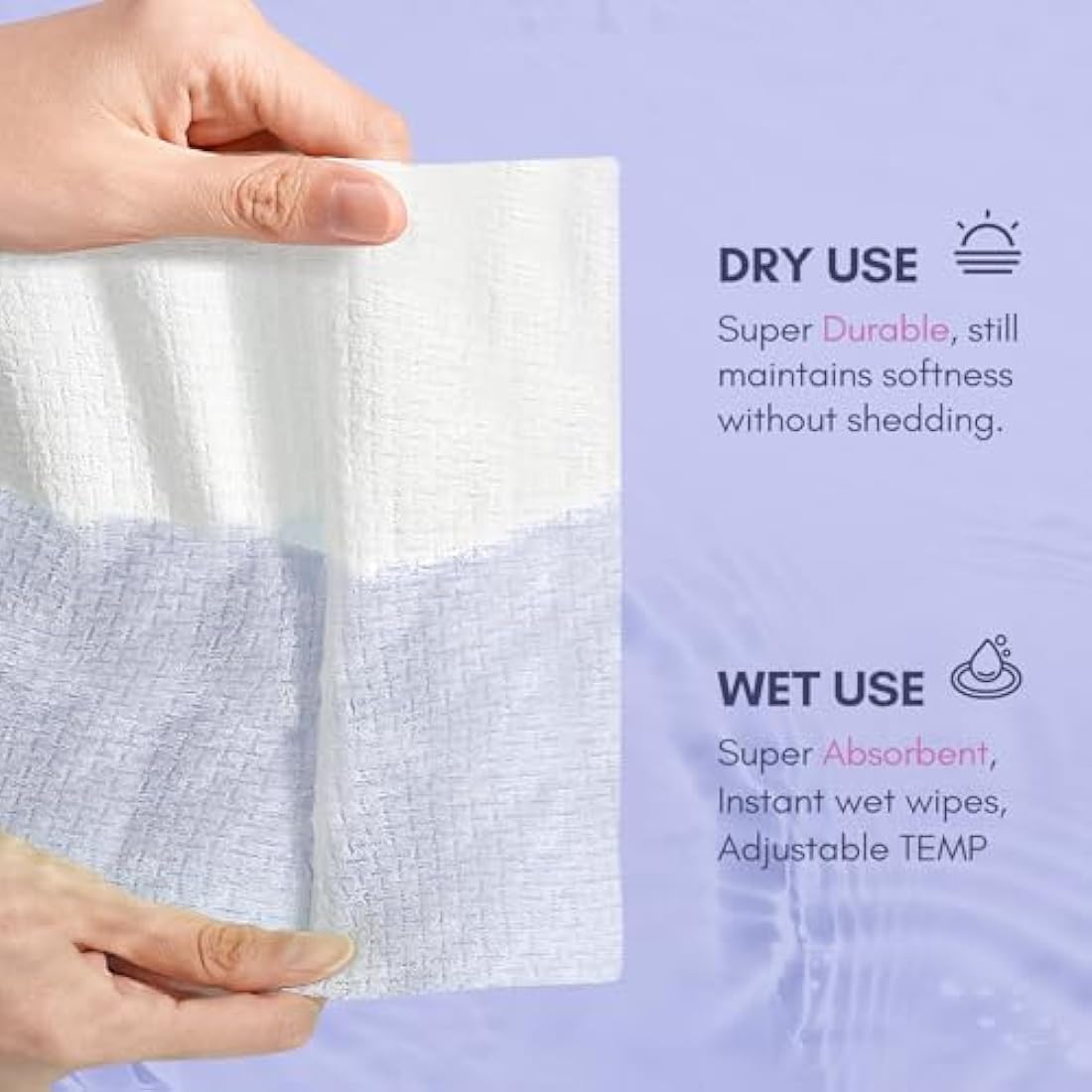 PoeticEHome Extra Thick Cotton Dry Wipes, Disposable Face Towel Lint-Free Facial Tissue Cloths for Deep Cleansing & Makeup Cleaning