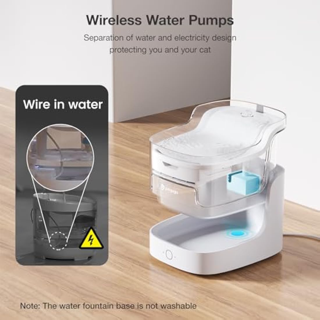 PETGUGU Cat Water Fountain for Drinking, 2L Cat Fountain, Smart App Control Water Fountain, Automatic Water Dispenser for Pet Cats Dogs（2.4G WiFi PF1)