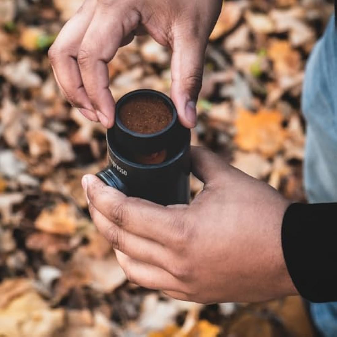 WACACO Nanopresso Portable Espresso Maker, Upgrade Version of Minipresso GR, 18 Bar Pressure, Extra Small Travel Coffee Maker, Manually Operated, Compatible with Ground Coffee