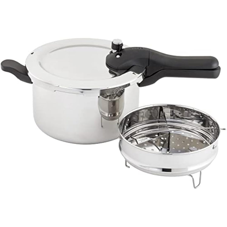 Judge Stainless Steel Pressure Cooker 5L, (25cm) With Steamer Basket, Great Healthier and Quicker Cookware, Suitable for All Hob Types