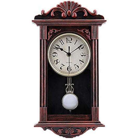 jomparis Pendulum Wall Clock Retro Quartz Decorative Wall Clock for Living Room, Office, Home Decor(16 Inch, Bronze)