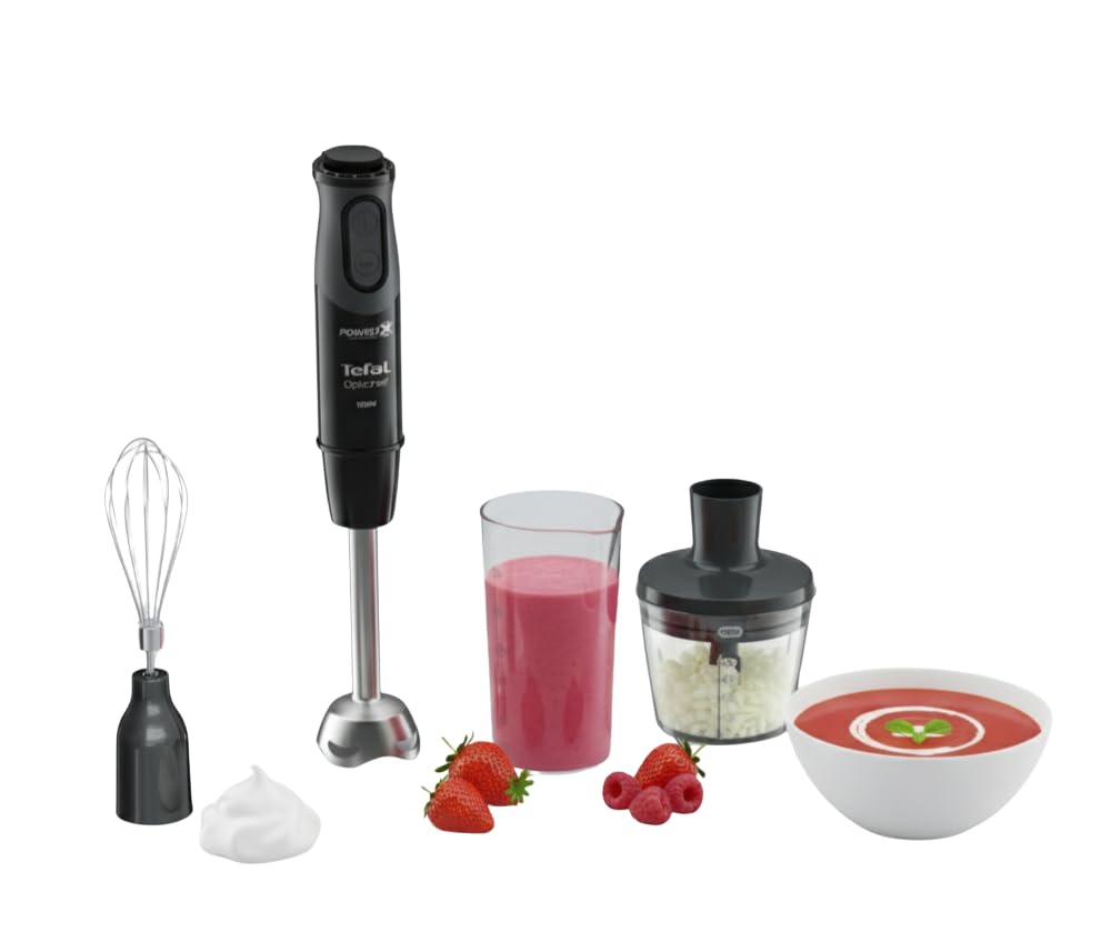 Tefal 3in1 Optichef Hand Stick Blender, 20 speeds and pulse, Powelix Blades Technology, 800ml beaker, 1000W, 500 ml Chopper, Food Processor,