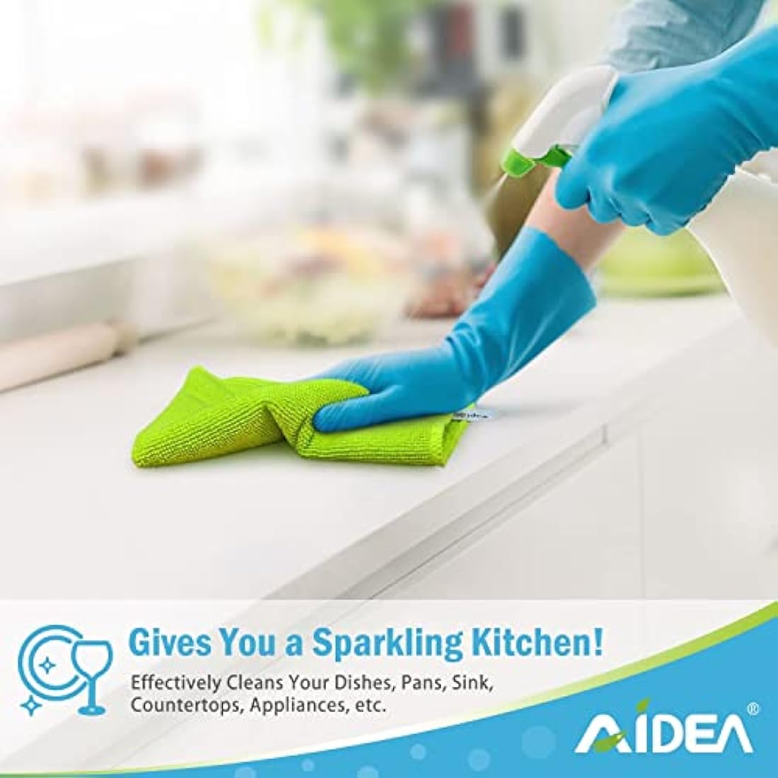 AIDEA Microfibre Cleaning Cloths Pack of 100, Multifunctional Reusable Microfibre Cleaning Towels, Lint Free Streak Free Washable Cloth Duster for House, Kitchen, Car, Motorbike, Windows 30 x30 cm