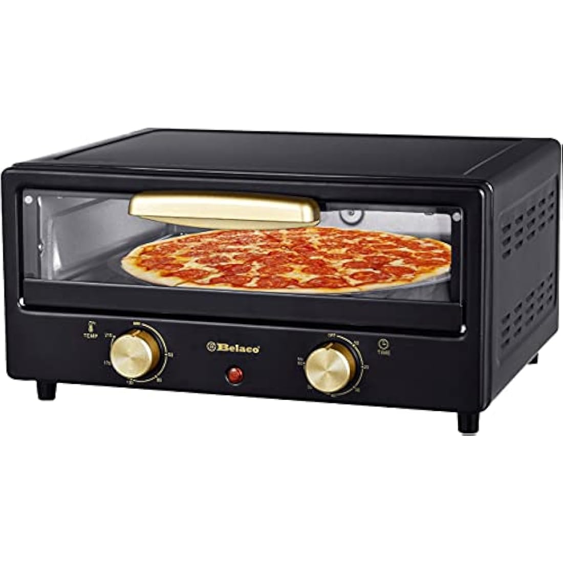 Belaco Multi-Purpose 1200W Mini Oven Pizza Oven All in One 12inch Pizza Maker Toaster Oven Tabletop Cooking Baking Grilling Heating Toasting Portable Oven 1200w incl. Baking Tray, Wire Rack and Handle
