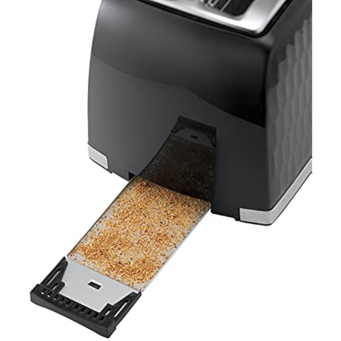 Russell Hobbs Honeycomb 2 Slice Toaster (Extra wide slots, High lift feature, 6 Browning levels, Frozen/Cancel/Reheat function, Removable crumb tray, 850W, Black, Textured high gloss) 26061