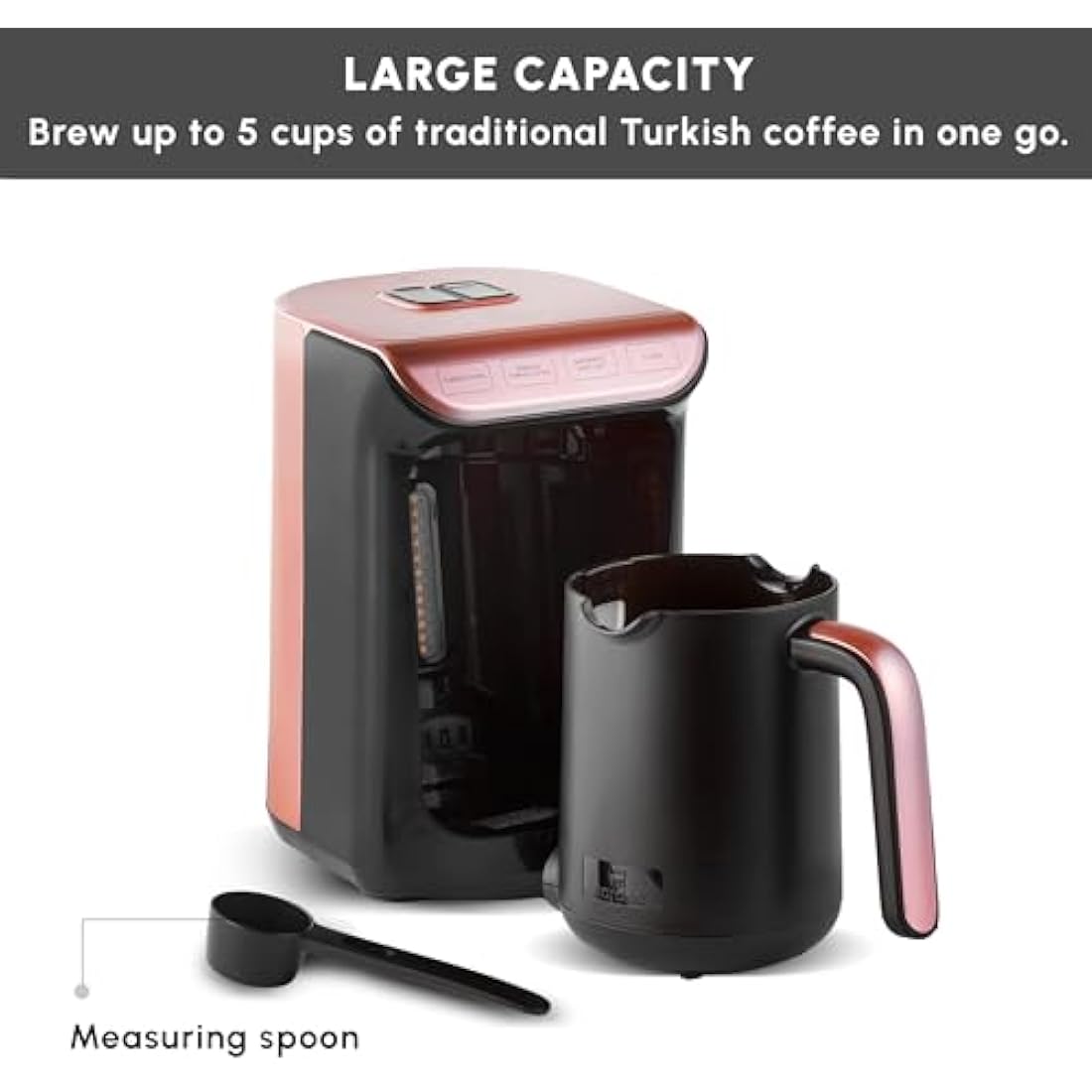 KARACA Hatır Köz Turkish Coffee Machine, for 5 People, 535W, Simple, Traditional & Fully Automatic Turkish Coffee Maker, Roseberry