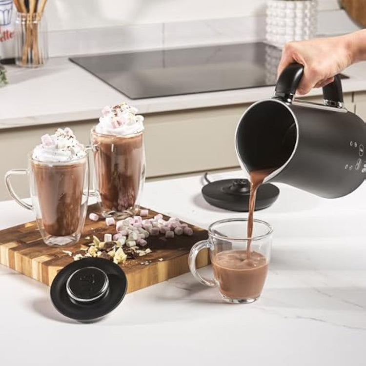Salter Chocolatier Hot Chocolate Maker to Share – 4-in-1 Automatic Milk Frother, Heater & Foamer, 500ml Heating Capacity, Digital LED Display, Temperature Control Dial, 360° Swivel Base, 500W