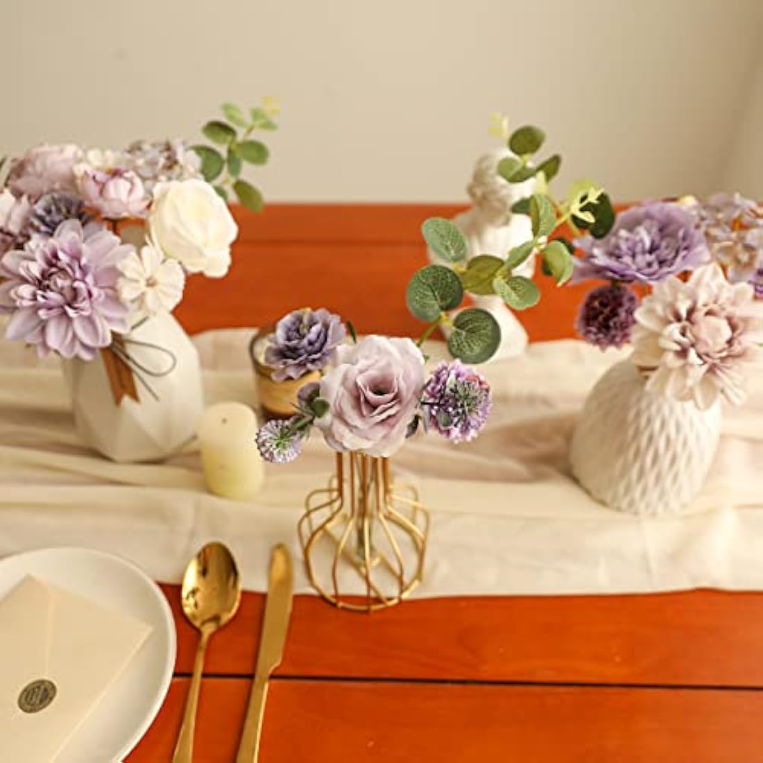 Kisflower Artificial Flowers Purple Silk Artificial Roes Combo Peony Flower for DIY Wedding Bridal Bouquet Party Home Decorations (Purple)