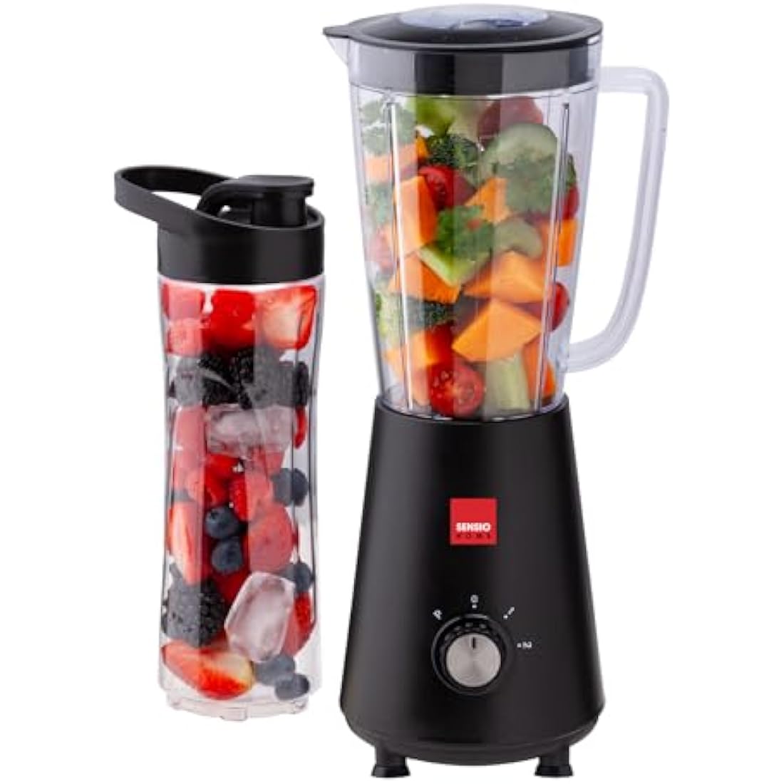 Sensio Home Personal Blender Smoothie Maker - BPA Free 1L Jar & 600ml Portable Sports Bottle, Electric Blender for Fruit, Vegetables, Protein Shakes, Crush Ice & Frozen Fruit, 2 Speed + Pulse 350W