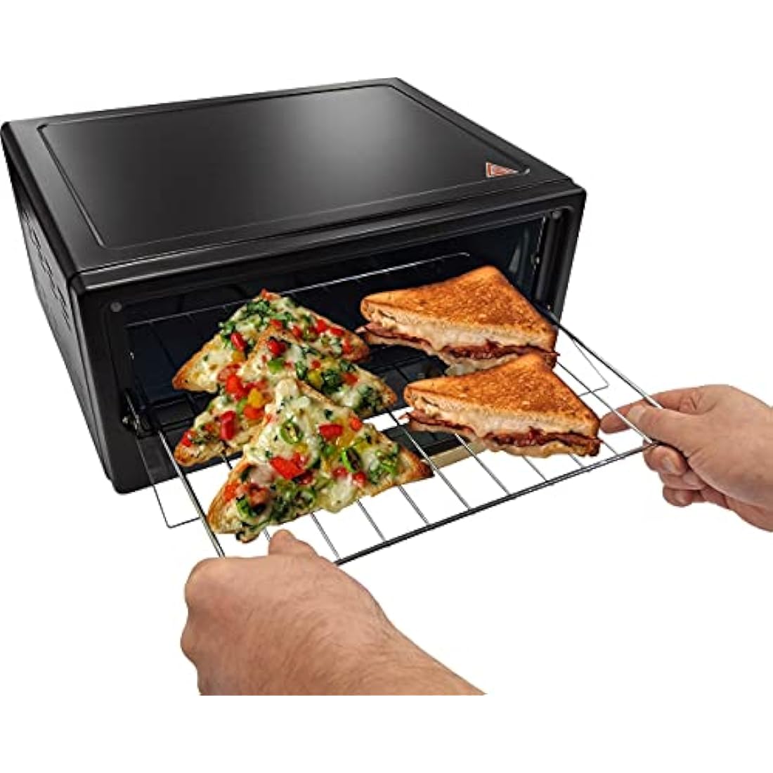 Belaco Multi-Purpose 1200W Mini Oven Pizza Oven All in One 12inch Pizza Maker Toaster Oven Tabletop Cooking Baking Grilling Heating Toasting Portable Oven 1200w incl. Baking Tray, Wire Rack and Handle