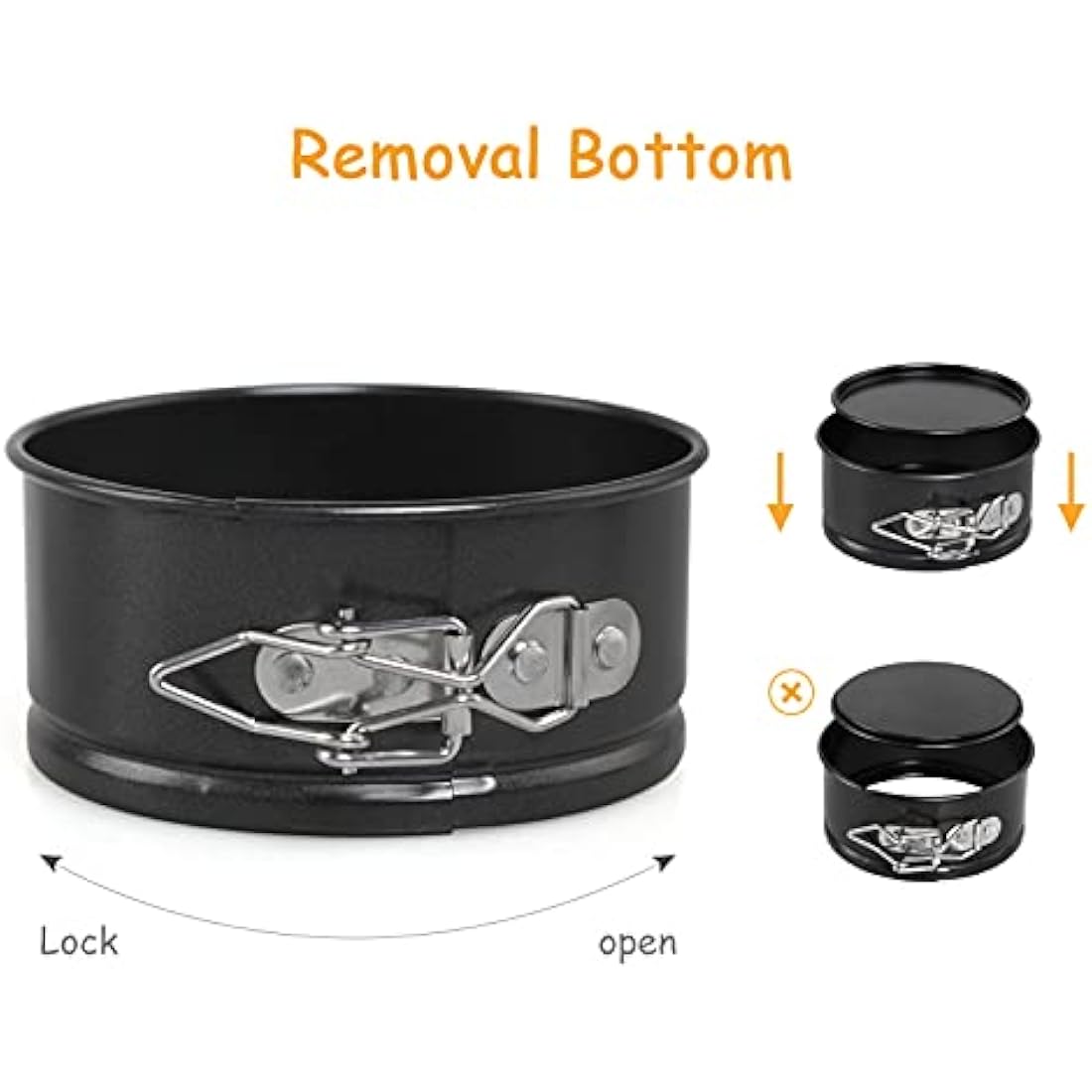 LEADSTAR Cake Tins for Baking, 4 Inch Mini Springform Cake Tin Set Small Cheesecake Tins Moulds Pan Round with Removable Bottom Non-Stick Coating for Pie Cheesecake Pizzas Quiches (Rotundity)