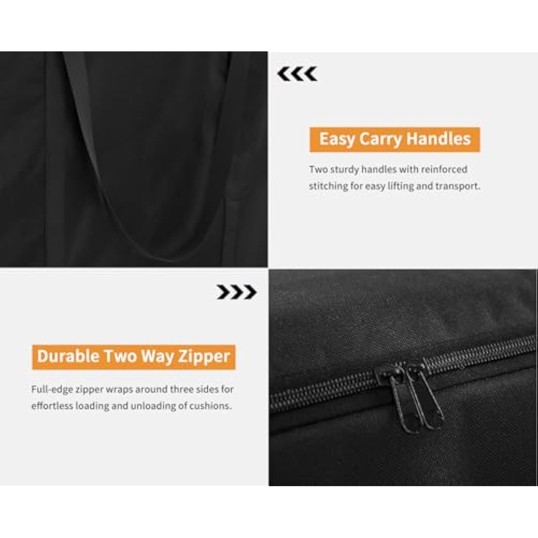Dokon Garden Furniture Cushion Storage Bag Waterproof Christmas Tree Storage Bag Anti-UV Heavy Duty Oxford Fabric Outdoor Cushion Bags with Durable Handle and Zipper (200x60x75cm) - Black