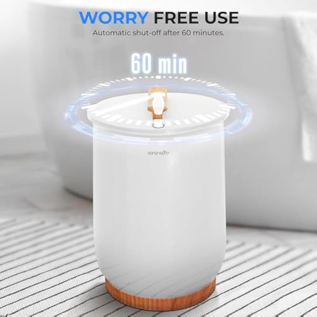 SereneLife Bucket-Towel Warmers, White Large-Towel Warmer for Spa and-Bathroom, Luxury-Towel Heater Gifts for Him & Her, Auto Shut-Off, Fits 2 large-Bath-Towels, Blankets-Bathrobes, PJ's (Bamboo)
