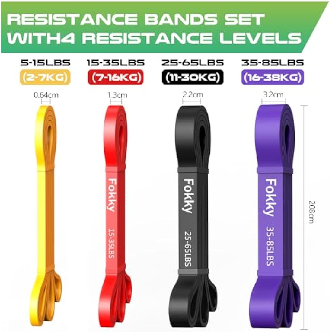 Resistance Bands Set, 4 Levels Exercise Bands for Men Women,Pull Up Bands Gym for Crossfit Fitness Strength Training Yoga with Door Anchor, Handles, Protective Covers, Carry Bag & Training Instruction