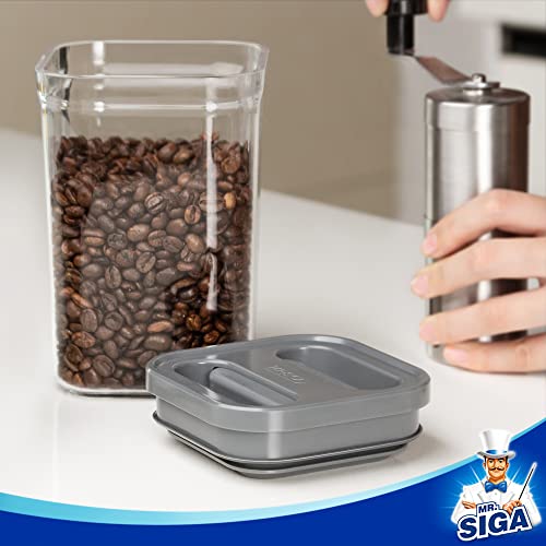 MR.SIGA 6 Piece Airtight Food Storage Container Set, BPA Free Kitchen Pantry Organization Canisters, One-handed Kitchen Storage Containers for Cereal,