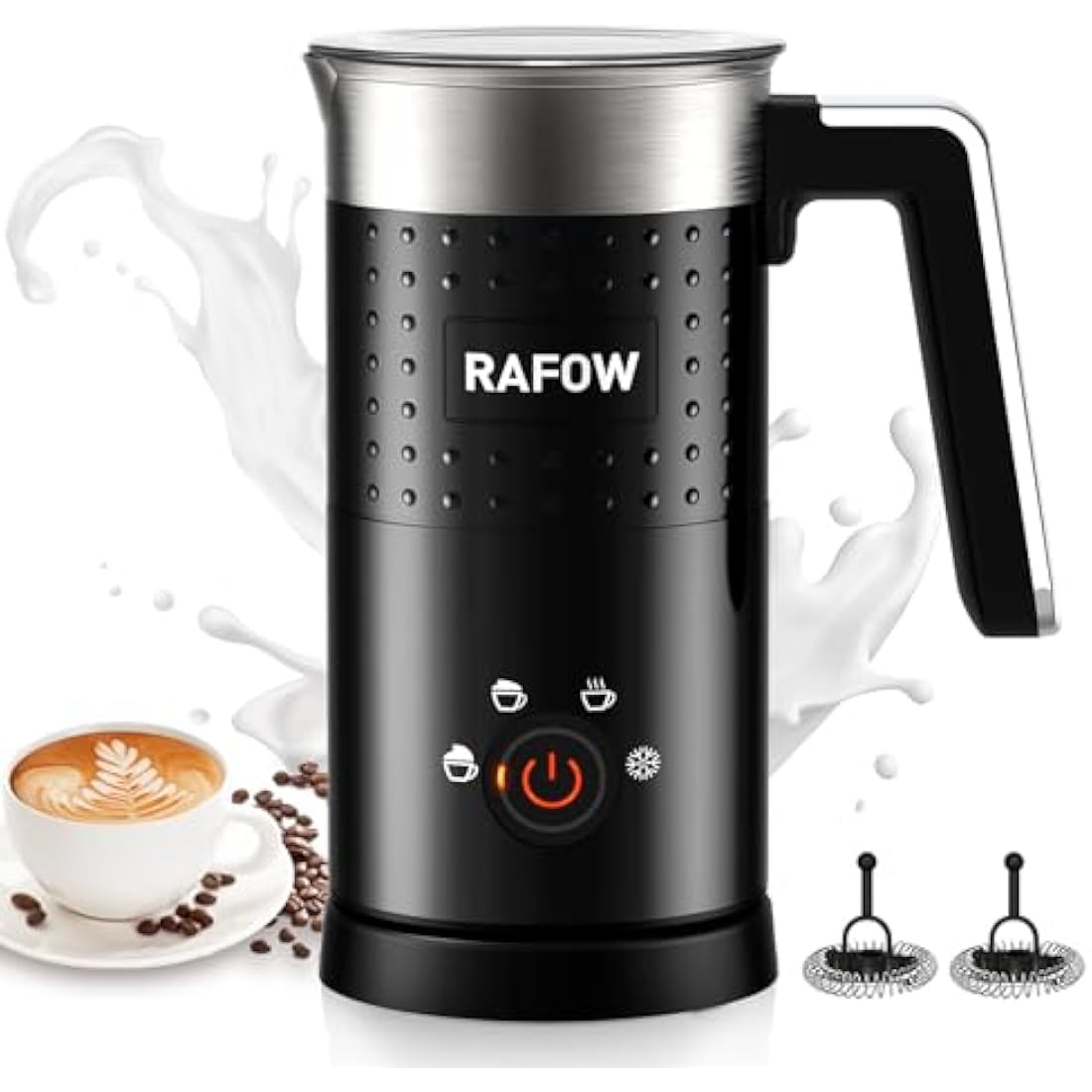 Milk Frother Electric 4 in 1 - Automatic Milk Frothers 300ml Large Capacity Milk Steamer Silent Operation Milk Heater and Warmer Hot & Cold Milk Foamer Maker for Latte Coffee Chocolate