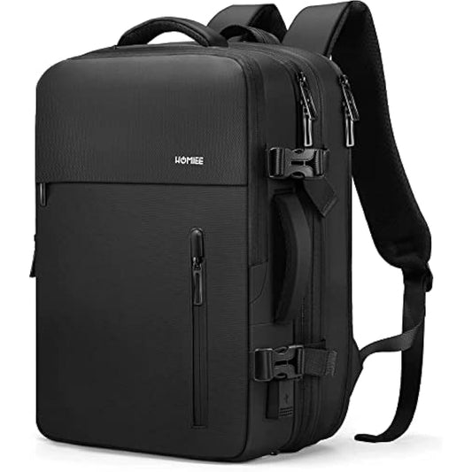 HOMIEE Easyjet Cabin Bags 22-40L Expandable Travel Backpack 45x30x17 Underseat Carry On Backpack Flight Approved Hand Luggage Suitcase 15.6 Inch Laptop Rucksack Fit Casual Daypack School Bag Black