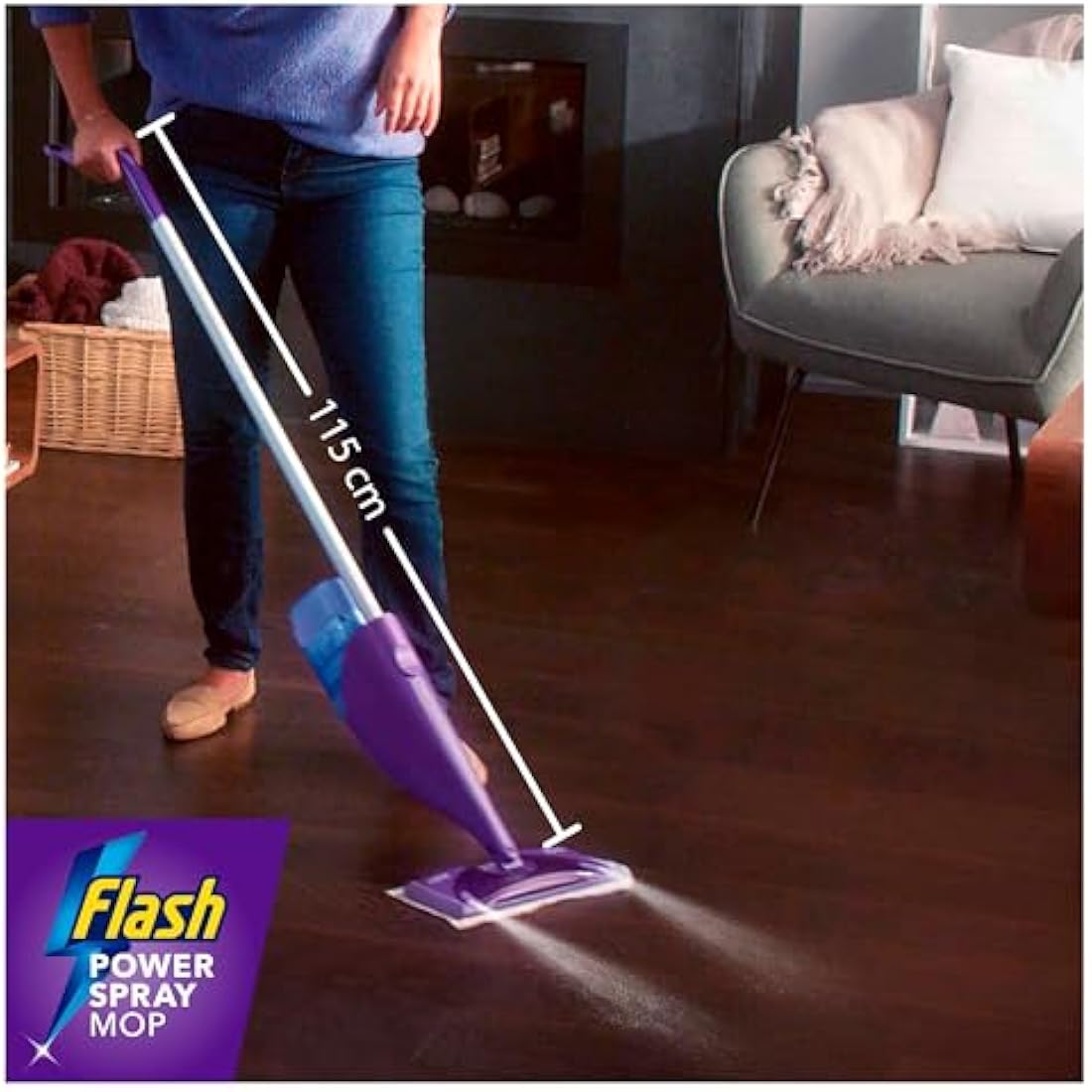 Flash Power Spray Mop Floor Cleaner Multi-Surface Cleaning Liquid Citrus Fresh 5L (1.25Lx4)