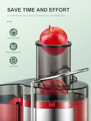 Juicer, Reemix Centrifugal Juicer Machines Whole Fruit and Vegetable, 3-inch Wide Mouth Juicer Extractor with 2 Speeds, Brush Included Easy to Clean