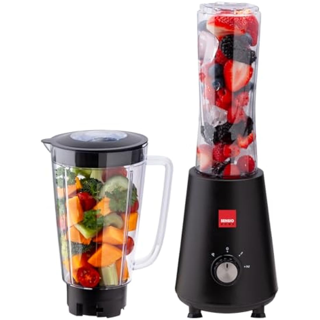 Sensio Home Personal Blender Smoothie Maker - BPA Free 1L Jar & 600ml Portable Sports Bottle, Electric Blender for Fruit, Vegetables, Protein Shakes, Crush Ice & Frozen Fruit, 2 Speed + Pulse 350W