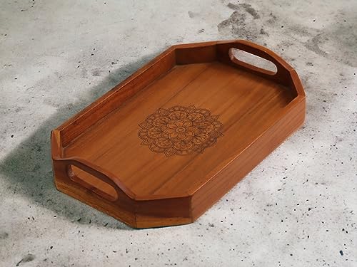 Vesta Homes Acacia Wood Serving Tray for Home/Kitchen/Restaurant/Office Organizer/Dining Table | Premium Serving Trays | 40 x 27 x 8 cm | Handcrafted