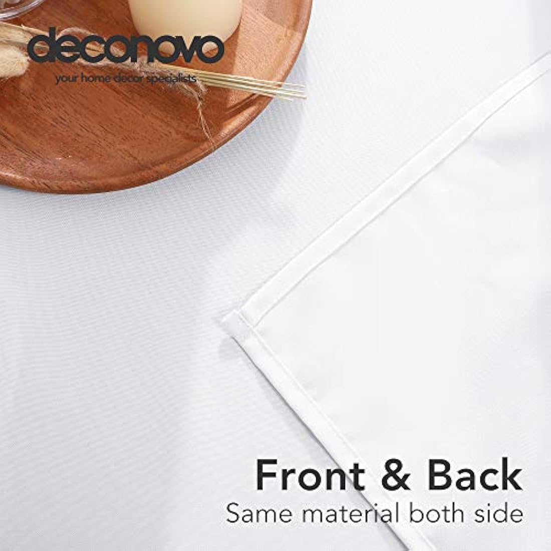 Deconovo Christmas Decorations Home Decorative Oxford Wipeable Tablecloth Rectangle Water Resistant Tablecloth for Patio Table 130x280cm(51x110in) White