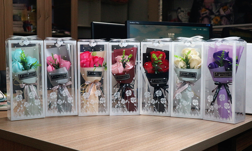 Valentine's Day Teacher's Soap Flower Box Bouquet Opening Gift