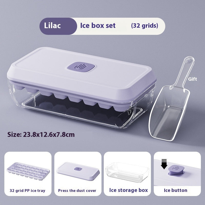 32 Grid Silicone Ice Cube Tray Mould With Lid Shovel Storage Box Remove With One Click Ice Maker DIY Whiskey Cocktail Tools Summer Kitchen Gadgets