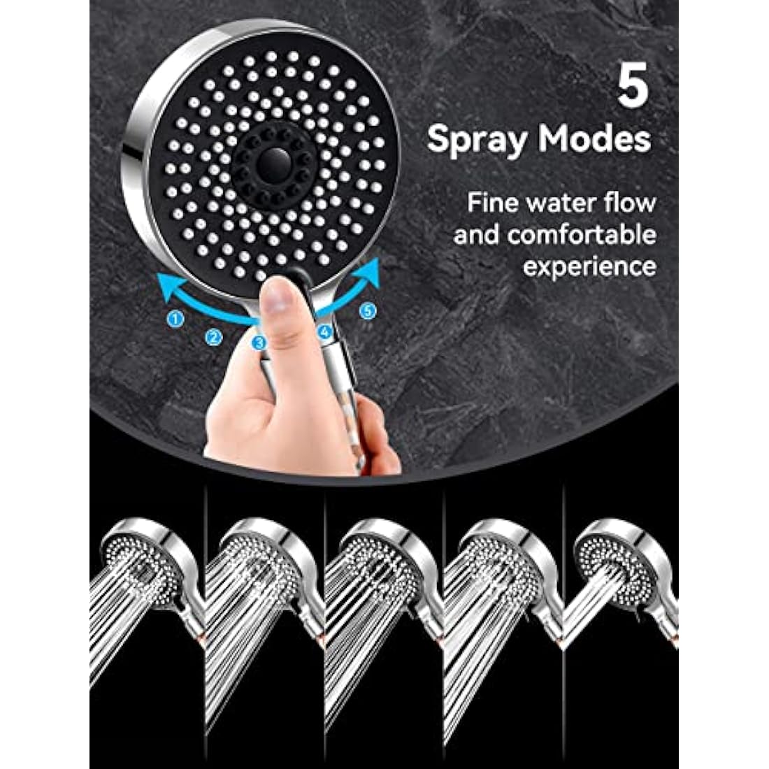 Magichome Shower Head, Upgraded Filter Shower Head High Pressure 5 Modes, Universal Hard Water Filter Showerhead with Extra Replaceable Accessories