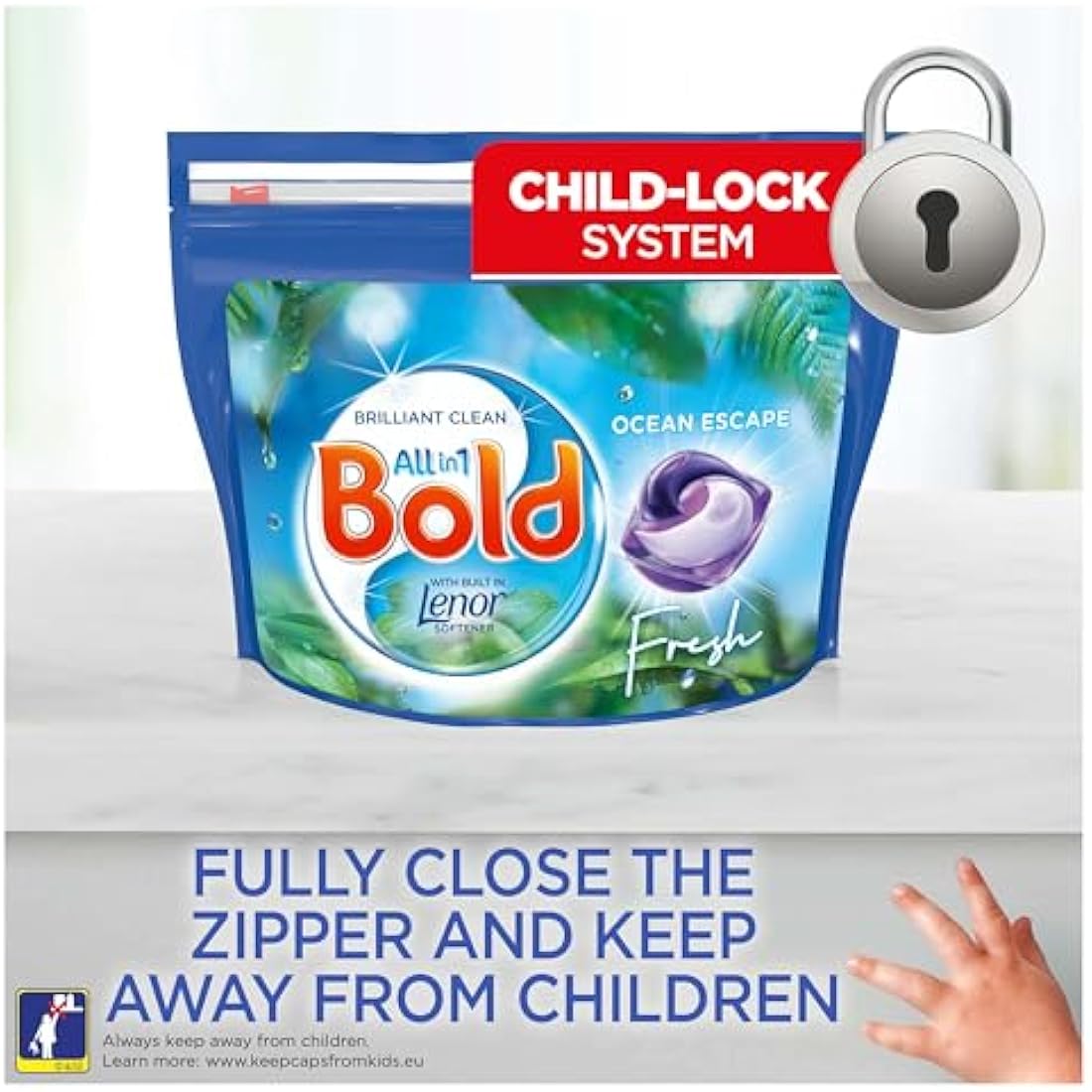 Bold All-in-1 PODS, Washing Liquid Detergent Tablets / Capsules 128 Washes (64X2) Ocean Escape, Washing Detergent For Brilliant Cleaning With Built-In Fabric Softener