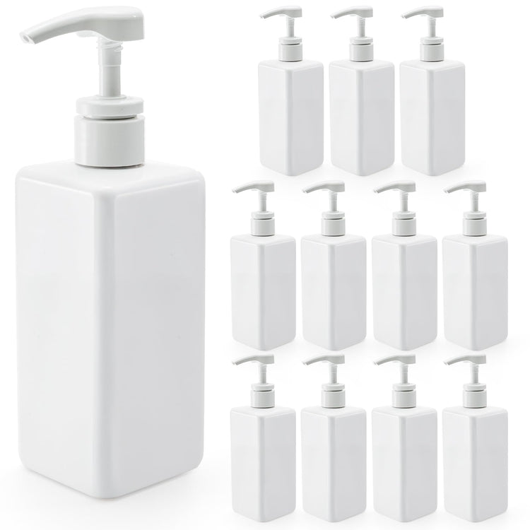 Okllen 12 Pack 500 ML Plastic Pump Bottles, Empty Refillable Container Liquid Soap Dispenser for Shampoo, Lotion, Cleaning Products, Kitchen,