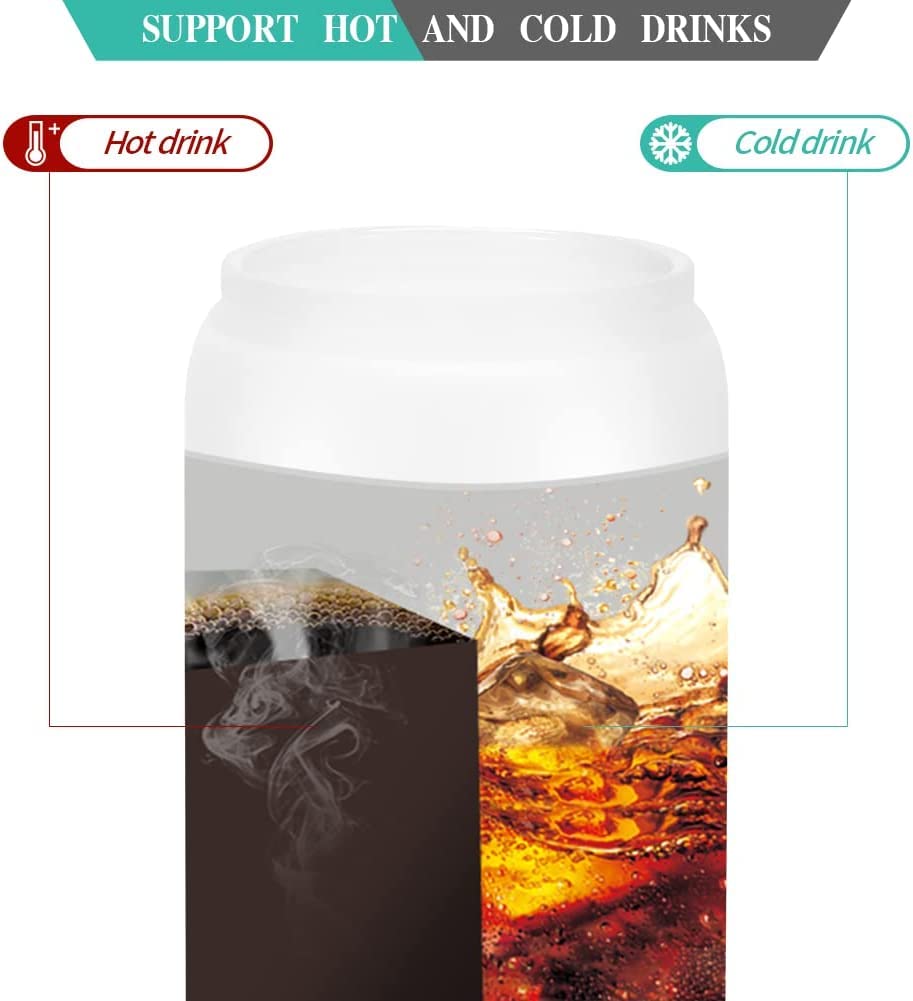 LATERN 8Pcs Sublimation Glass Cans, 520ml Frosted Sublimation Beer Can Borosilicate Glasses Tumbler Mason Jar Mug Cups with Bamboo Lids & Reusable