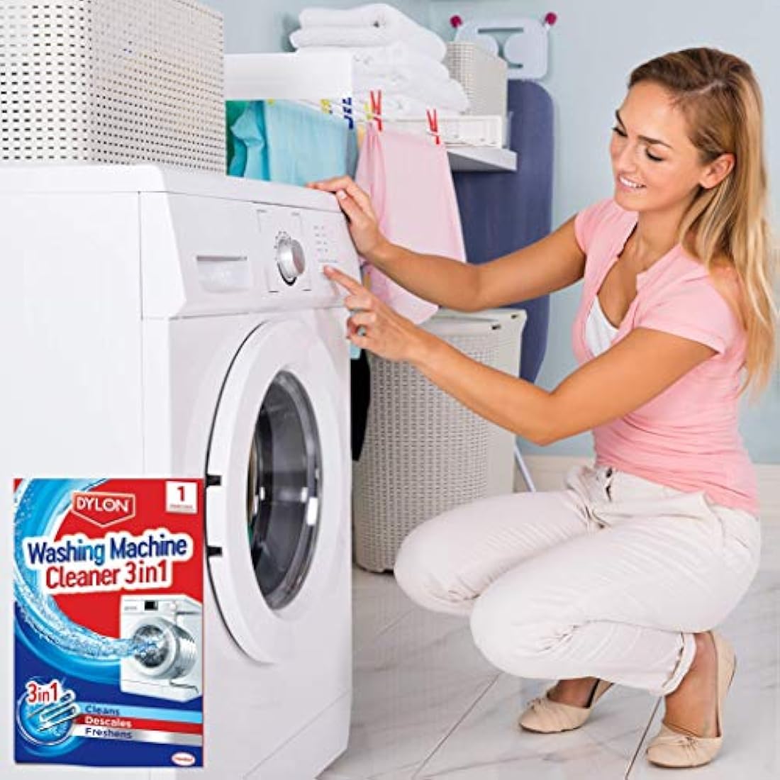 Colour Catcher Dylon Washing Machine Cleaner, 6 Treatments, 5-in-1 Washing Machine Cleaner, Freshener and Limescale Remover for Cleaning Washing Machines, 6 Pack