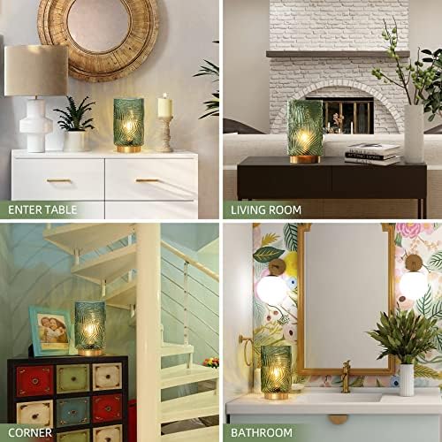 L-Green Battery Operated Table Lamp with Timer - Decorative Cordless Night Light for Home Décor - Table Centerpiece for Living Room/Bedroom/Tabletop/Entryway