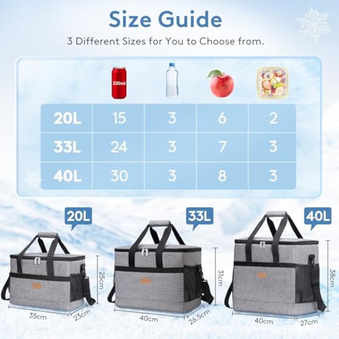 Lifewit Soft Cooler Bag with Hard Liner, Large Insulated Picnic Lunch Bag Box Soft-Sided Cooling Bag for Camping/BBQ/Family Outdoor Activities