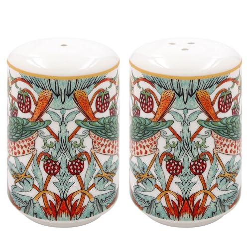 The Leonardo Collection William Morris Strawberry Thief Salt and Pepper Shakers for Home & Restaurants | British Designed Salt and Pepper Sets for Kitchen | Durable Pepper and Salt Shaker for Dining