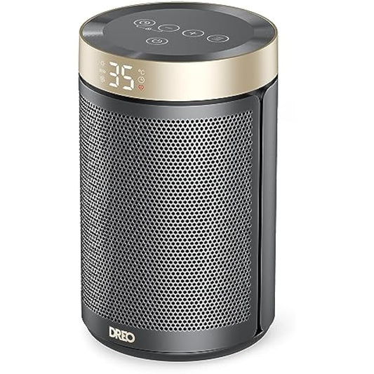 Dreo Electric Heater, 1500W Energy Efficient Space Silent Room Heater, Portable Ceramic Fan Heaters, Thermostat 3 Modes 12H Timer, Overheat & Tip Over Protection, for Bedroom, Atom 316, Gold