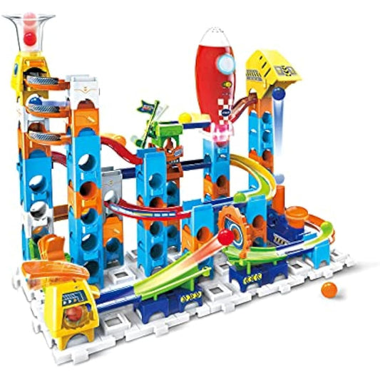 VTech Marble Rush Launch Pad, Construction Toys for Kids with 10 Marbles and 75 Building Pieces, Electronic Track Set for Boys & Girls, Colour-Coded Building Toy with Sound, 4 Years +, English Version