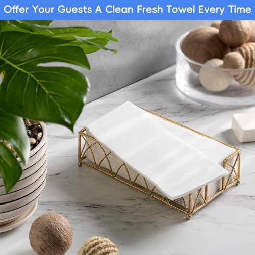 JEBBLAS Guest Towels Disposable Cloth Like Paper Christmas Paper Towles Hand Napkins Soft, Absorbent, Paper Hand Towels for Kitchen, Bathroom, Parties, Weddings, Dinners or Events (White, 200 Pack)